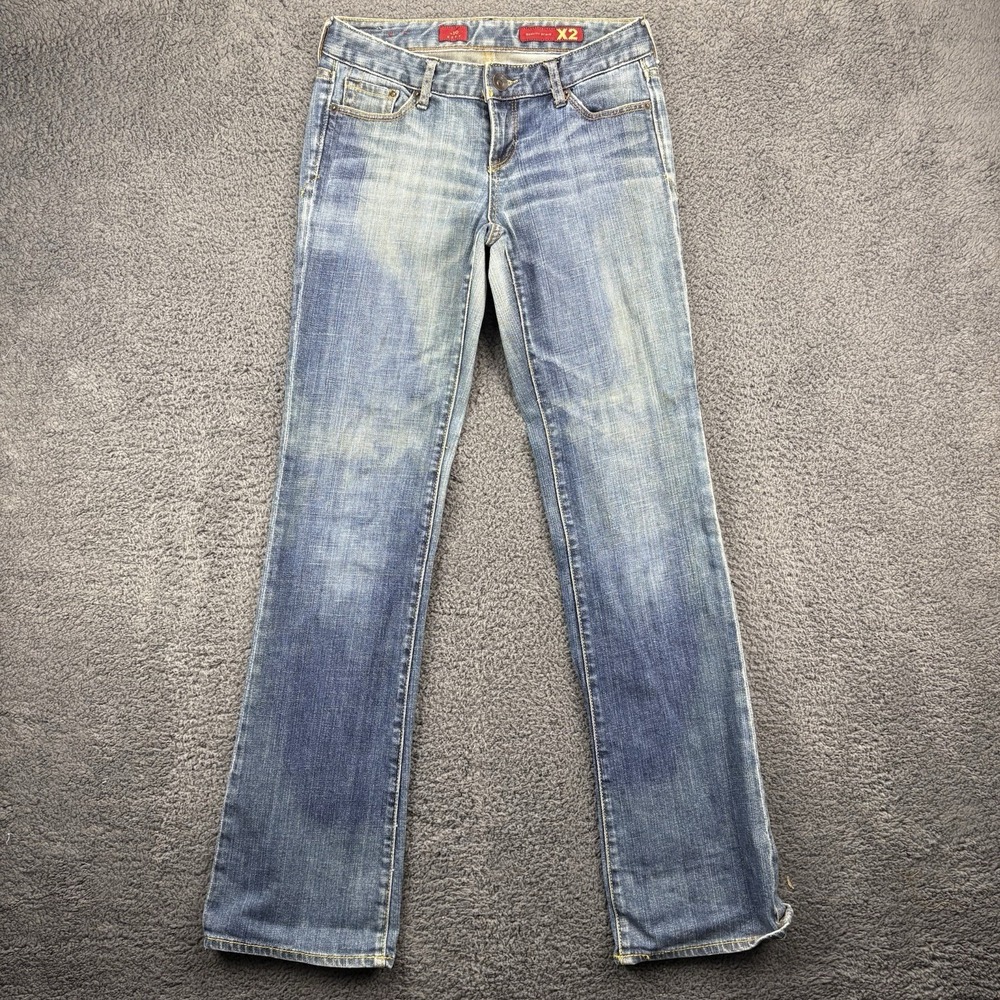 X2 Jeans Women 2 Long (28x32) W10 Lowrise Boot Cut Blue Denim